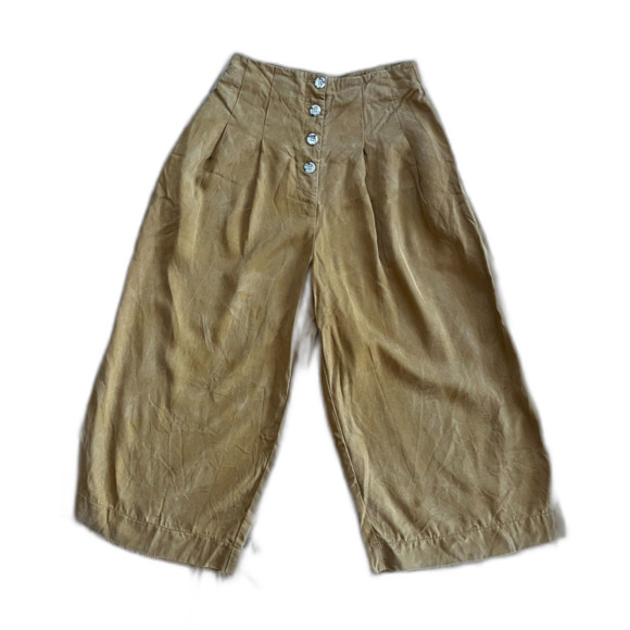 VETTA Brown Capsule Wide Leg Button Fly Cropped Culottes Pants Women's Size 2 - Picture 5 of 9